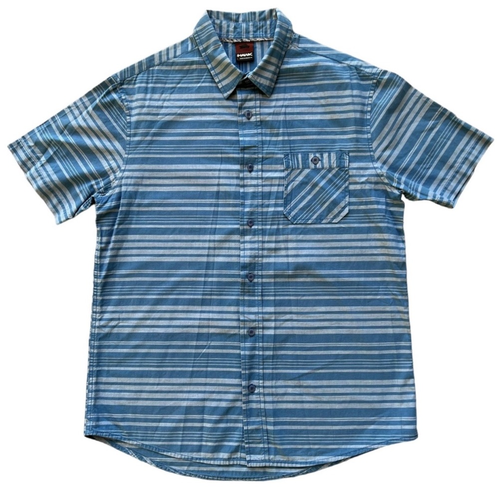 Men’s Tony Hawk Blue Striped Pocket Shirt Large